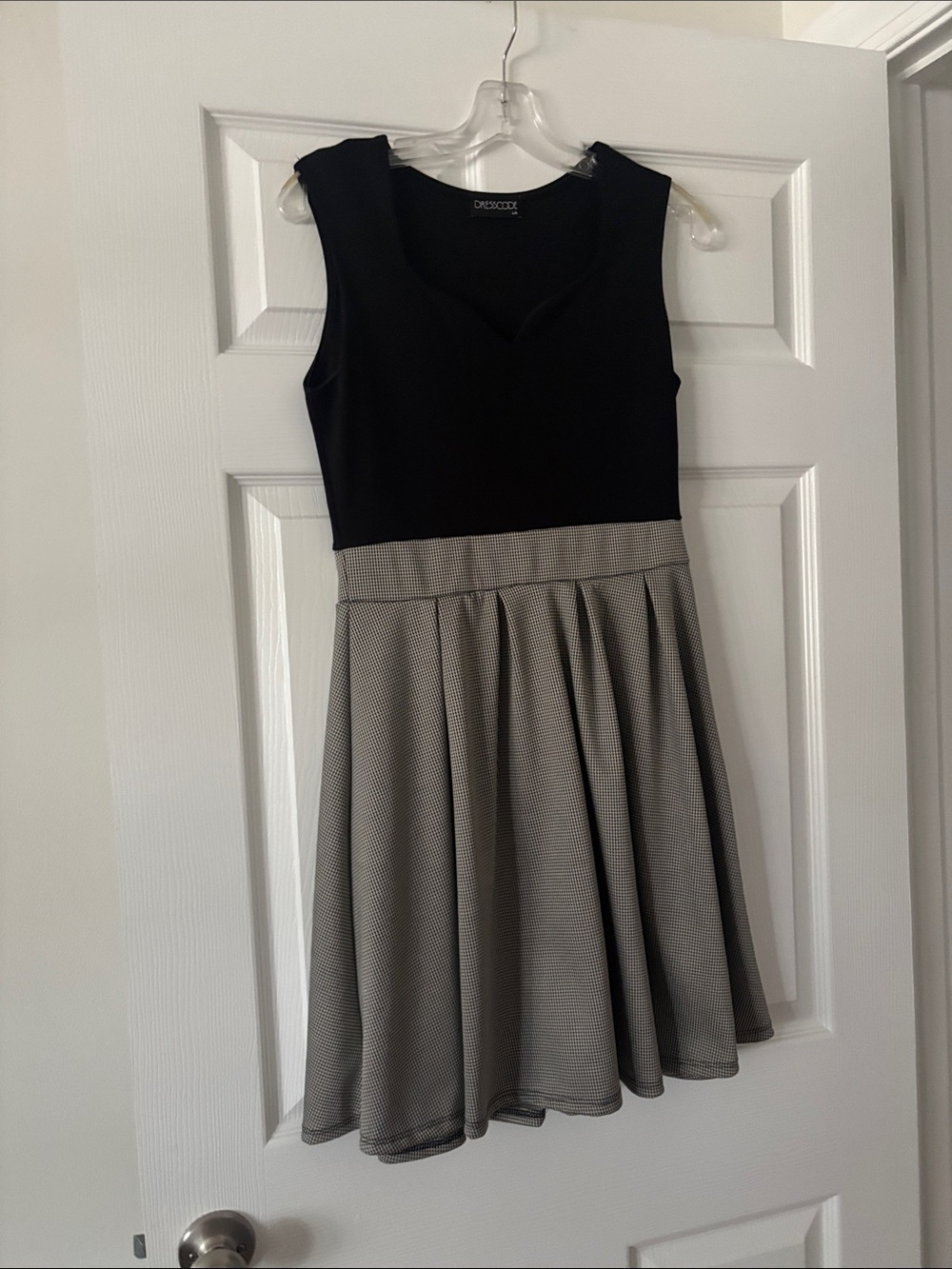 Black and Gray Fit-and-Flare Dress